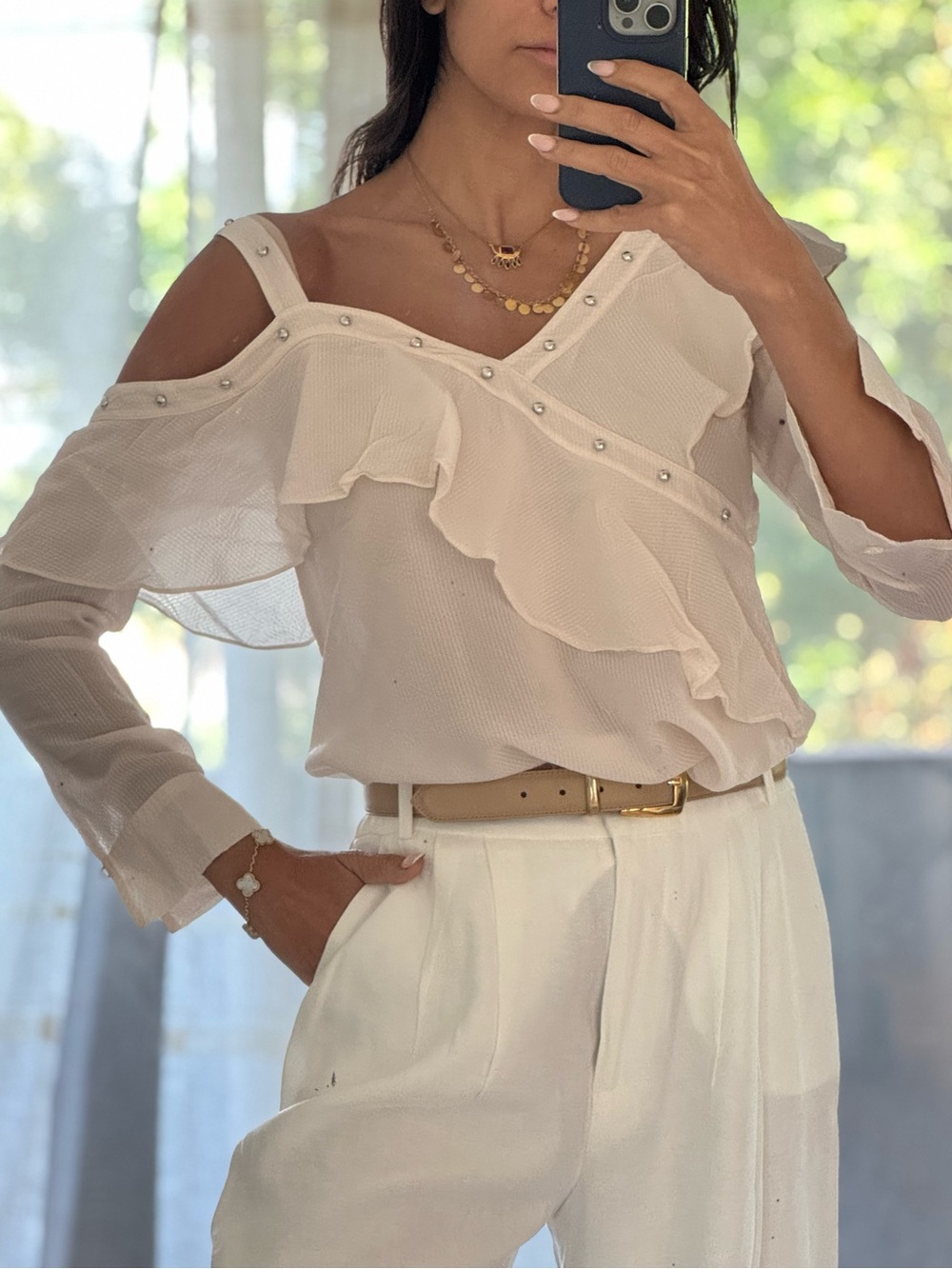 Veronica Beard Light Pink Textured Blouse